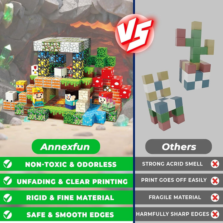 Annexfun Magnetische Bausteine 200 Teile - Ein aufregendes Untergrundabenteuer und eine Schatzsuche,