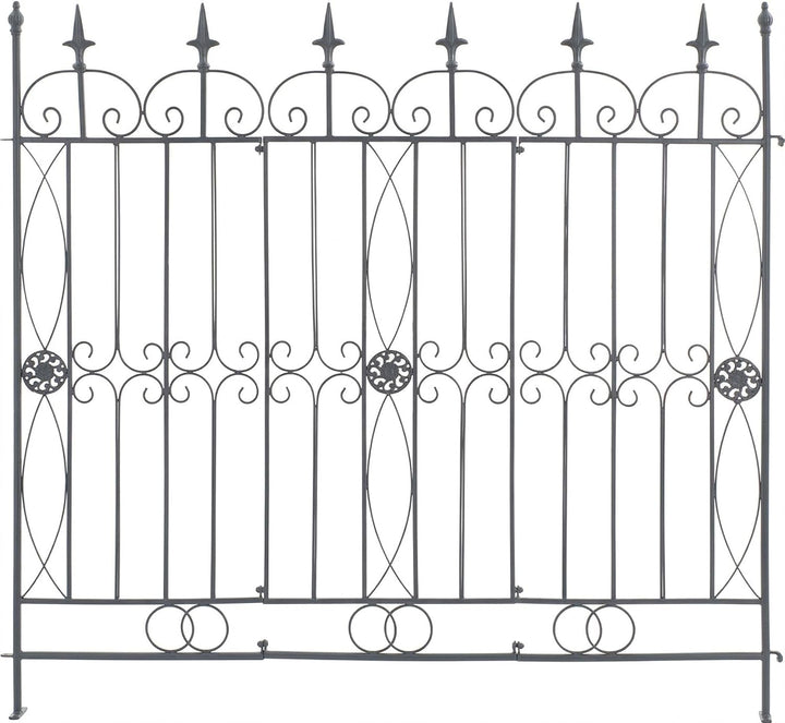 CLP 4er Set Eisen-Gartenzäune Mangold Eisen, modularer Steckzaun ohne Betonieren, Rankzaun im Landha