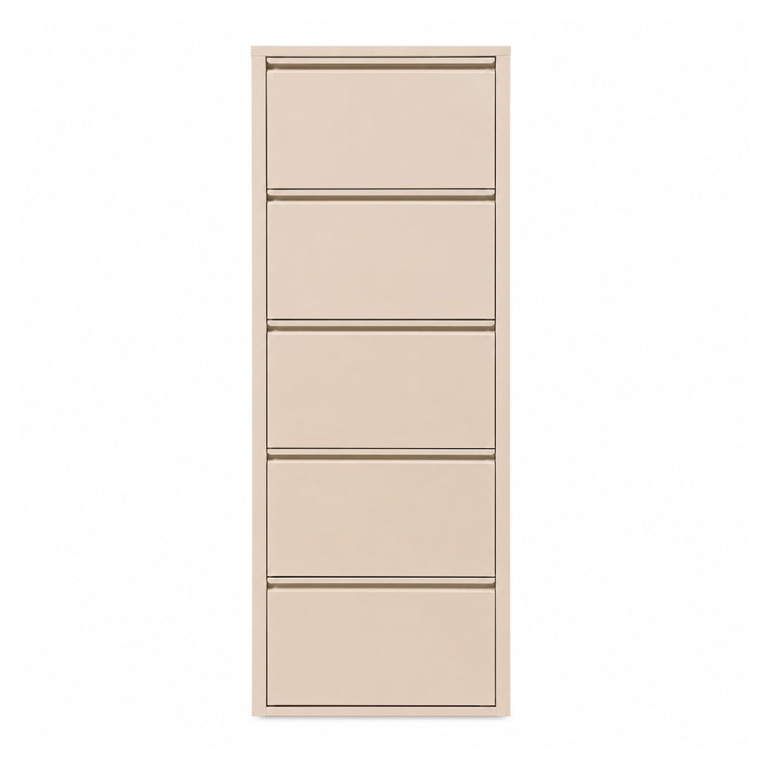 Schuhschrank Schmal, 5 Regale, Metall Schuhkipper mit Magnet-Klappen, Freistehend oder Wandmontage,