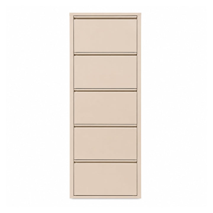 Schuhschrank Schmal, 5 Regale, Metall Schuhkipper mit Magnet-Klappen, Freistehend oder Wandmontage,