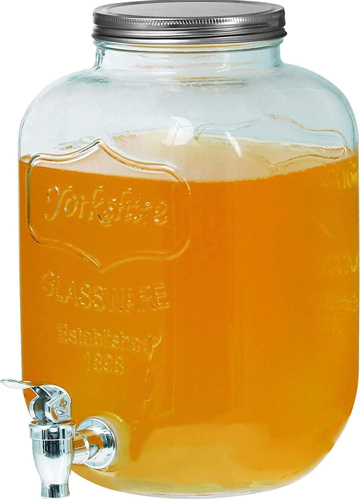 Getränkespender mit Hahn 4L Glas Glance Zapfhahn Wasserspender Limonadenspender Saftspender Dispense