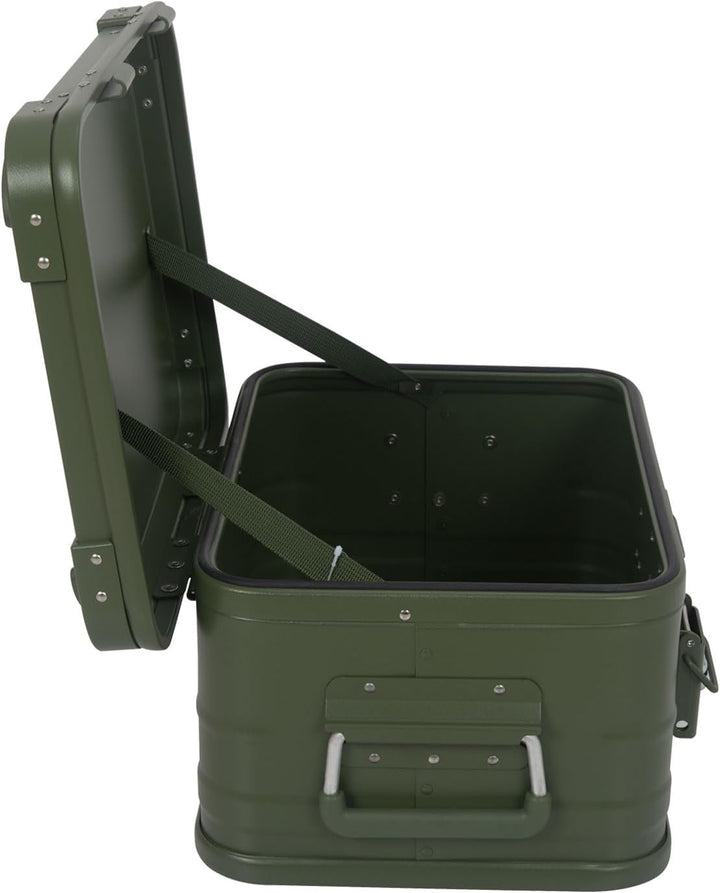 Alubox Alukiste abschliessbar E18G OLIVGRÜN - Premium Lagerbox 18 Liter - Materialstärke 1mm - Decke