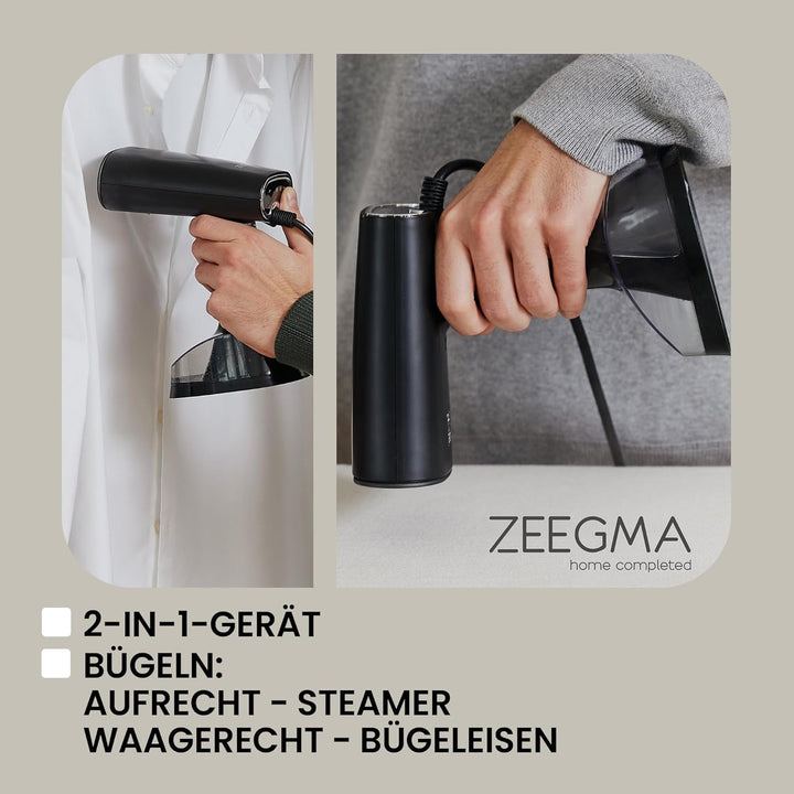 ZEEGMA FRISKEER 2-in-1 tragbarer Dampfglätter, Steamer, Dampfbügeleisen 1640 W, 380 ml Dampfleistung
