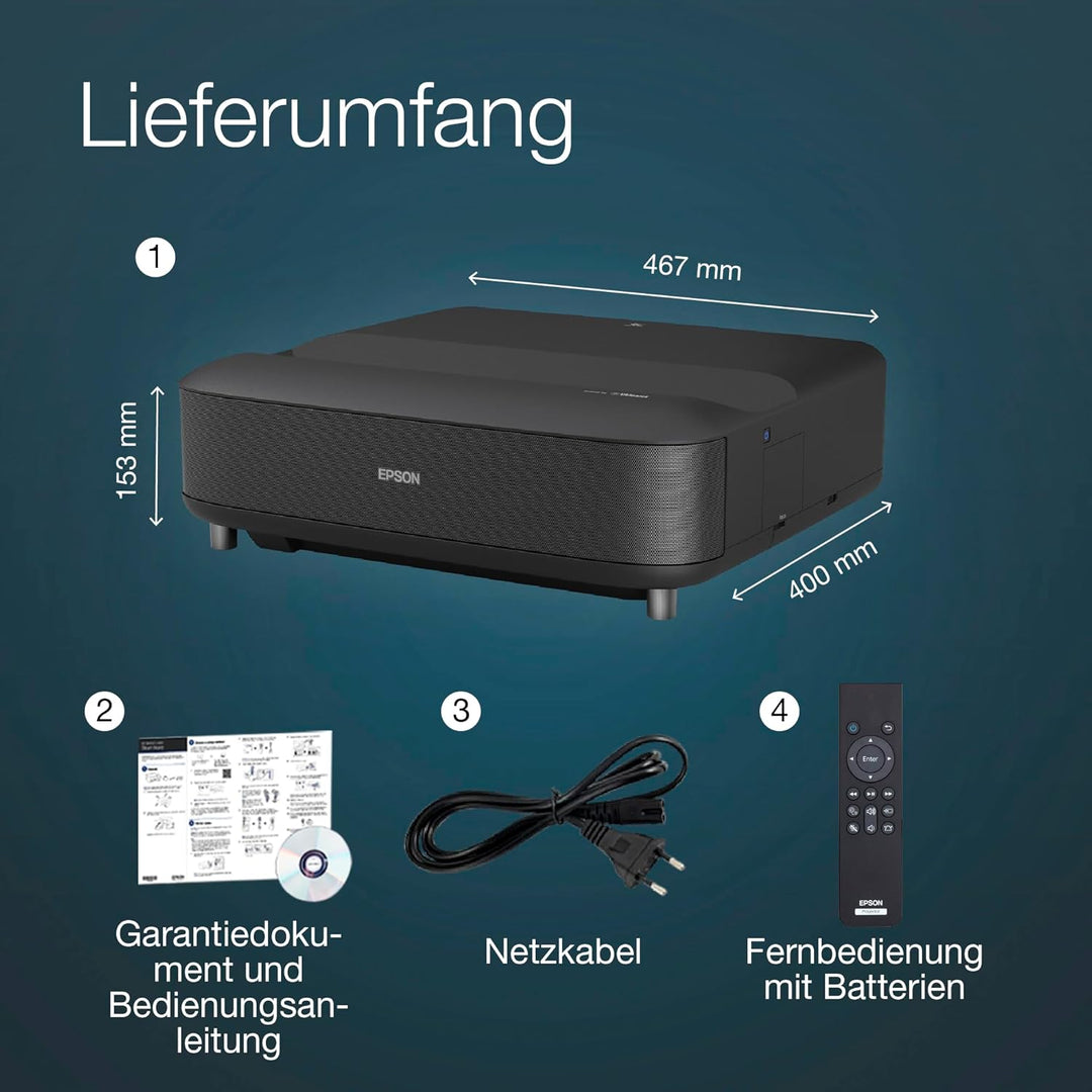 Epson EH-LS650B 4K PRO-UHD Smart-Laserprojektor, 3.600 Lumen, bis zu 120-Zoll Bilddiagonale (3,05 m)