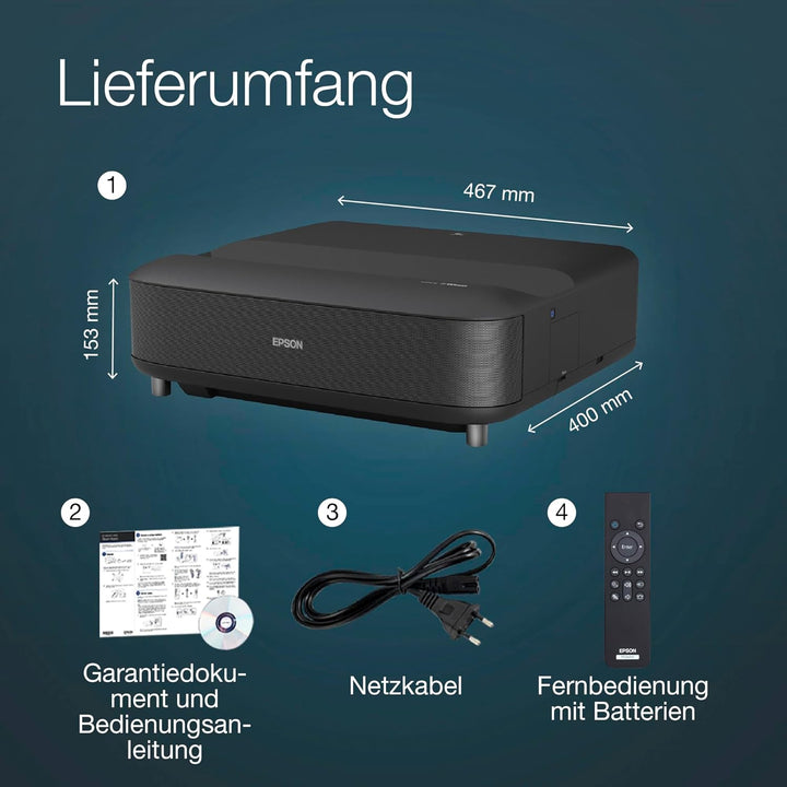 Epson EH-LS650B 4K PRO-UHD Smart-Laserprojektor, 3.600 Lumen, bis zu 120-Zoll Bilddiagonale (3,05 m)