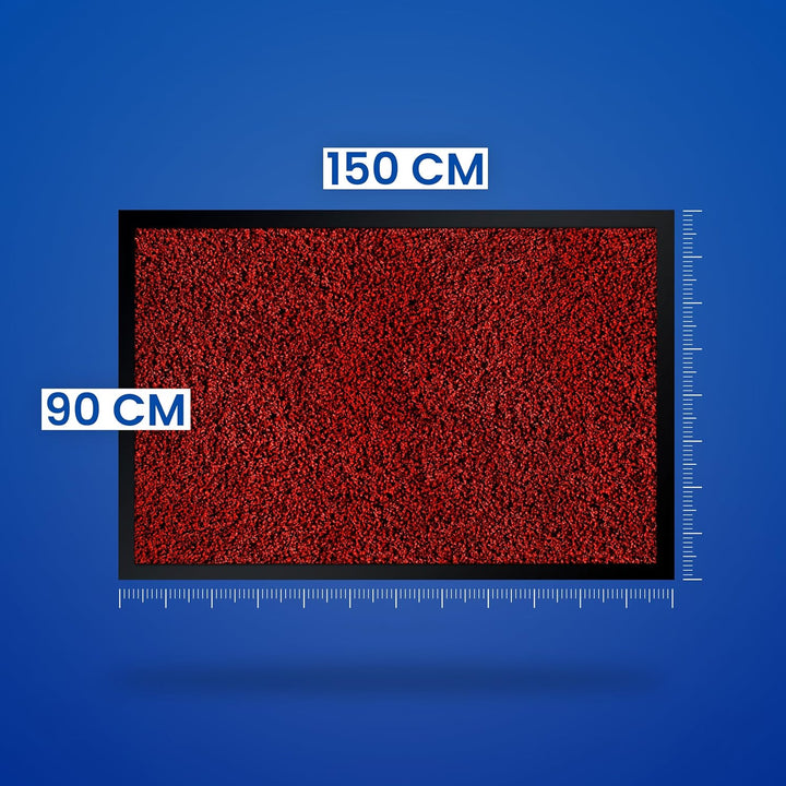 Hochwertige Fussmatte Rot 90x150 gross für Innen & Aussen - Schmutzfangmatte rutschfest, waschbar &