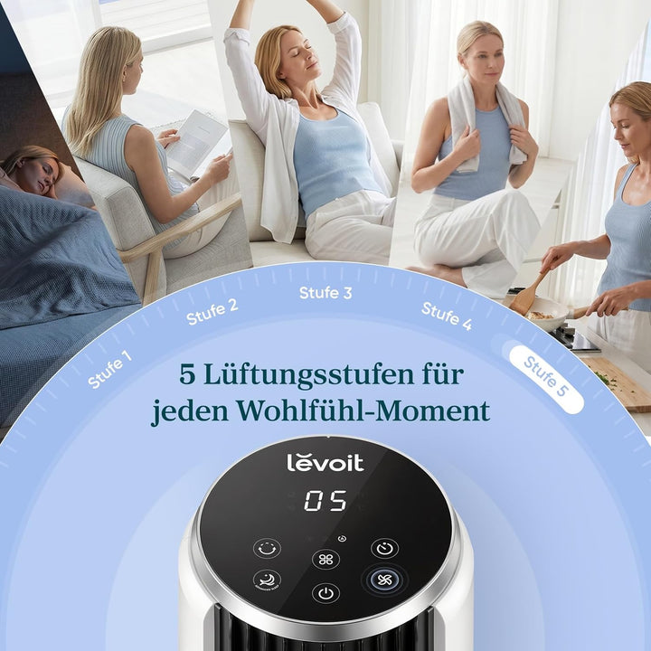 LEVOIT 28dB leiser Turmventilator mit Fortschrittlichem Schlafmodus,7m/s Ventilator mit Fernbedienun