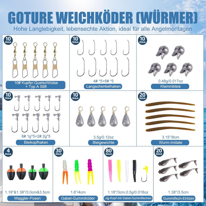 Goture 209-Teilig Forellenköder Set, Angelköder Set mit herausnehmbarer Köderbox, Forellen Angeln Zu