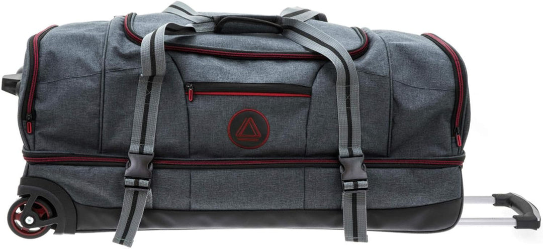 Trolley Reisetasche Gross Doppelboden Tasche 90 Liter Travel Bag Grau Rot Bowatex