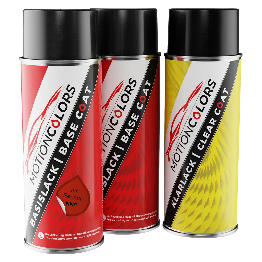 MOTIONCOLORS Rouge Flamme Nacre/Dezir-Rot Perleffekt NNP für Renault Autolack Sprühdosen Set Grundla