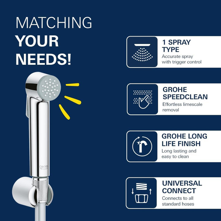 Grohe Tempesta-F Trigger Spray 30 Wandhalterset 1 Strahlart, 26352000 Silber