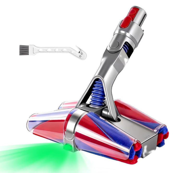 Softwalze Bürstenkopf Ersatz für Dyson V8 V10 V11 V15, Hartbodendüse mit Dualen Grünen LED-Leuchten,