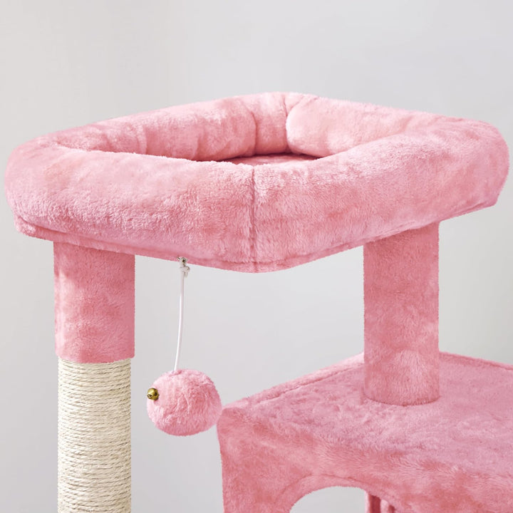 Yaheetech Kratzbaum, Stabiler Katzenbaum 91 cm Katzenkratzbaum, mit 2 Häuschen Sisal und Spielball,
