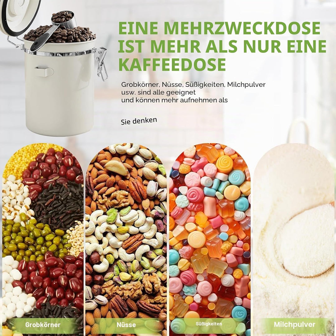 WANDGU 2,8L Kaffeepads Aufbewahrung Luftdicht: Runde Kaffeepaddose Vorratsdose mit Löffel, kaffeepad