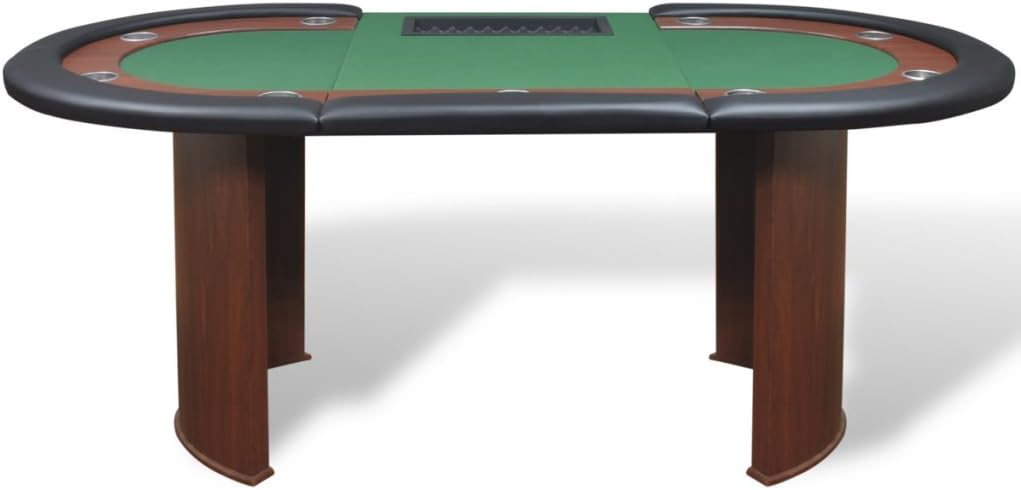 Festnight Pokertisch Spieltisch Casino Poker Tisch bis zu 10 Spieler mit Dealerbereich und Chipablag