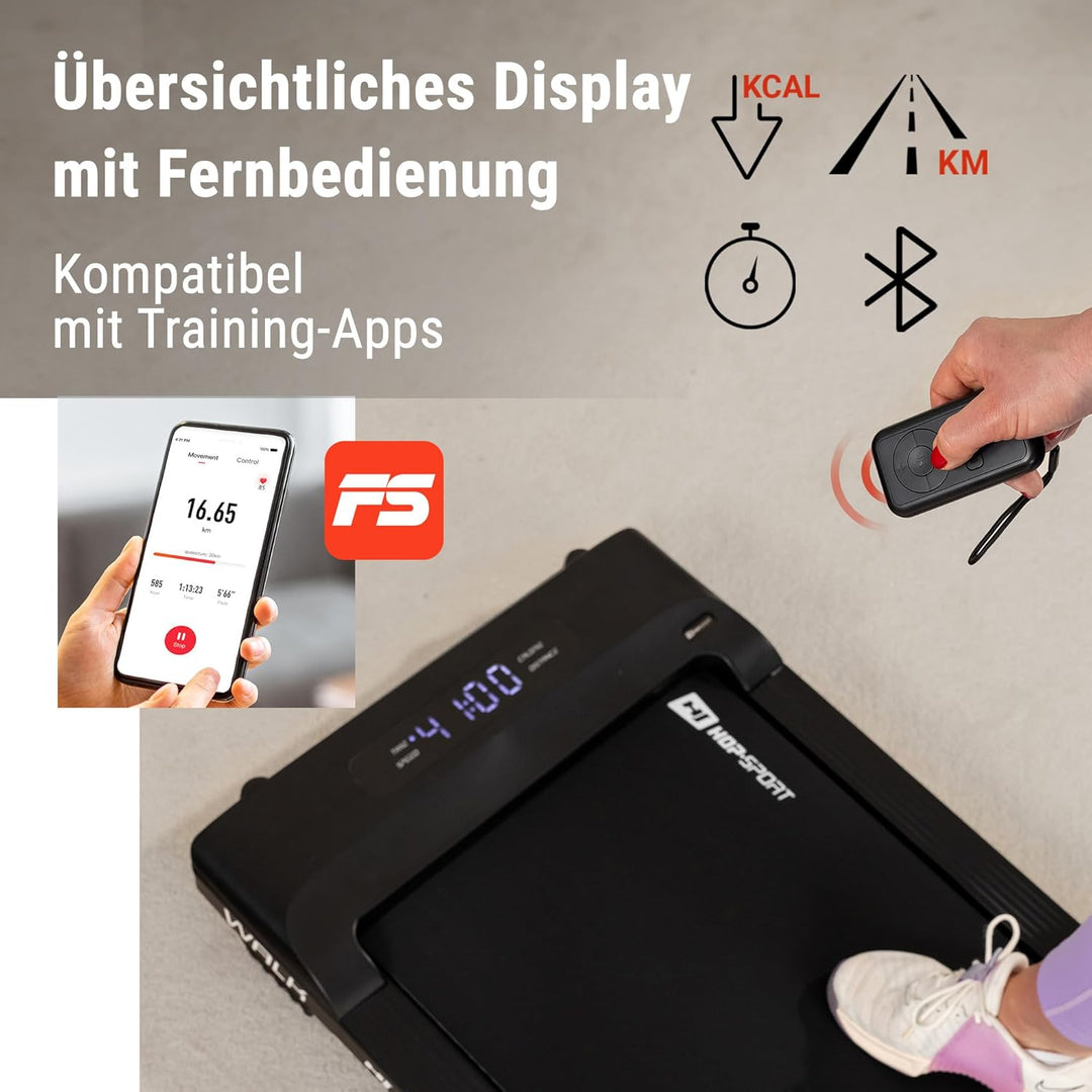 Hop-Sport Laufband HS-750WP Walk, Walking Pad - Geschwindigkeit bis 6 km/h, Lauffläche 45x110 cm, 2,