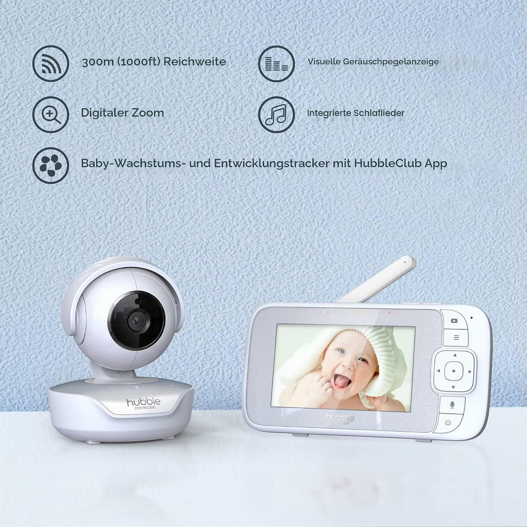 Hubble View Select 4,3" Babyphone mit Kamera, Fernschwenk-Neige-Zoom-Funktion, 2-Wege-Kommunikation,