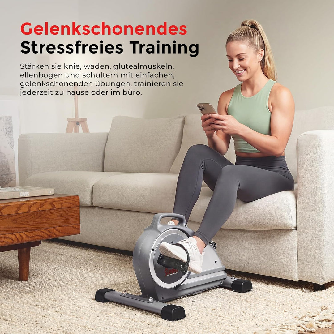 Sunny Health & Fitness Smart-Heimtrainer, Untertisch-Mini-Pedaltrainer mit Doppelfunktion für Senior