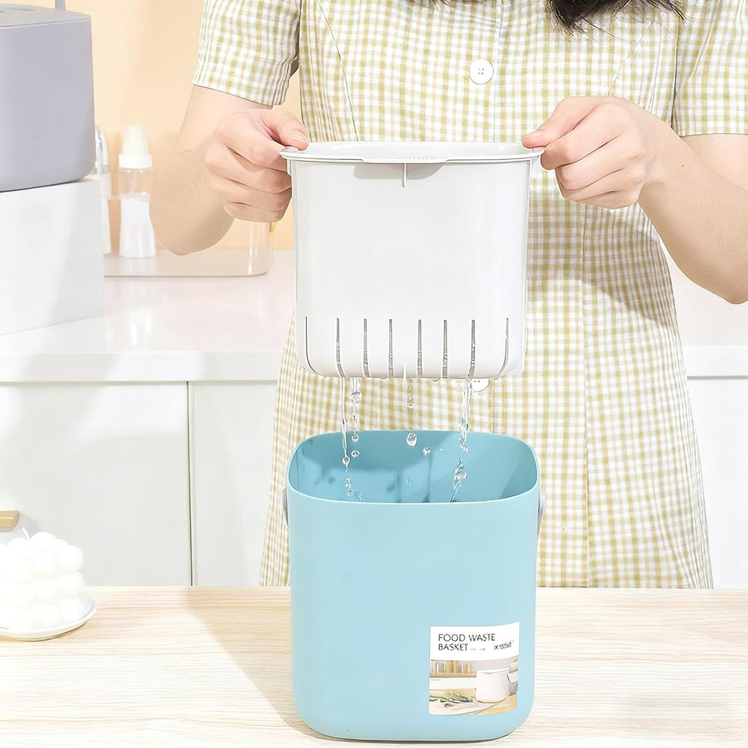 Kleiner Biomülleimer Küche, 4L Biomülleimer Küche mit Aktivkohlefilter & Sieb - Geruchsneutral, Spül