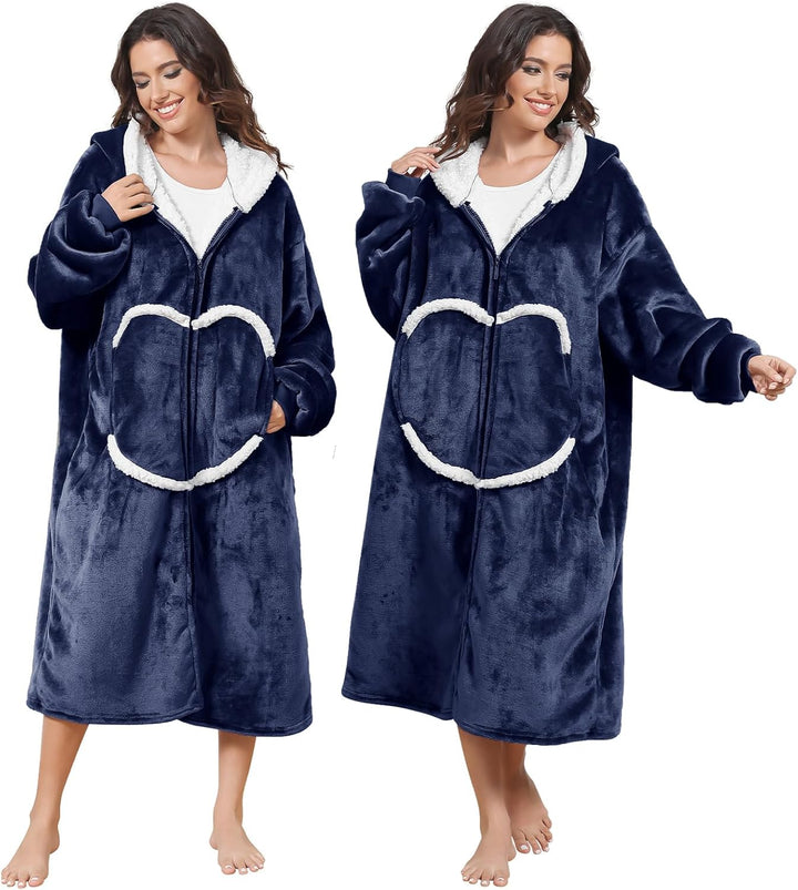 FEELJAM Decke mit Ärmeln Kuscheldecke Hoodie Decken Frauen Decke mit Kapuze mit Reissverschluss und