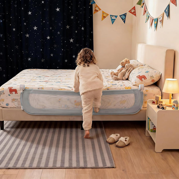 RELAX4LIFE Bettgitter Rausfallschutz, 150 x 60 cm, zusammenklappbares Bettschutzgitter, Kinderbettgi