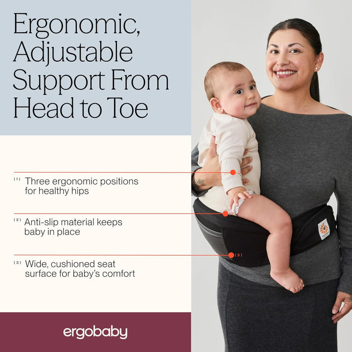 Ergobaby Lift Hip Seat Babytrage mit Babyhüftsitz für Babys und Kleinkinder ab 6 Monaten (7,7 kg - 2