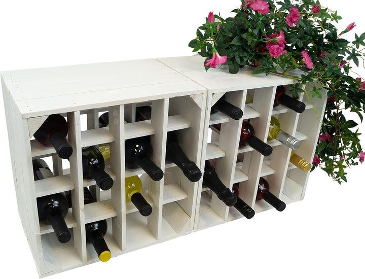 Kistenkolli Altes Land Weinregal 16er Weiss Masse 40x40x27cm Regalkiste Flaschenablage Weinregal Apf
