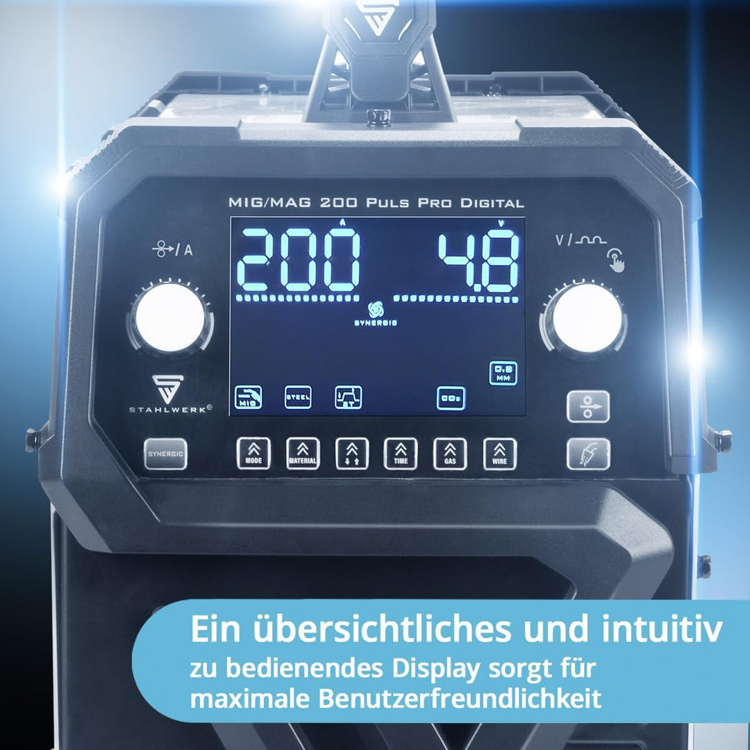STAHLWERK Schweissgerät Kombi MIG MAG 200 Spot Puls Pro - digital, 200A IGBT Inverter, Fülldraht, FL