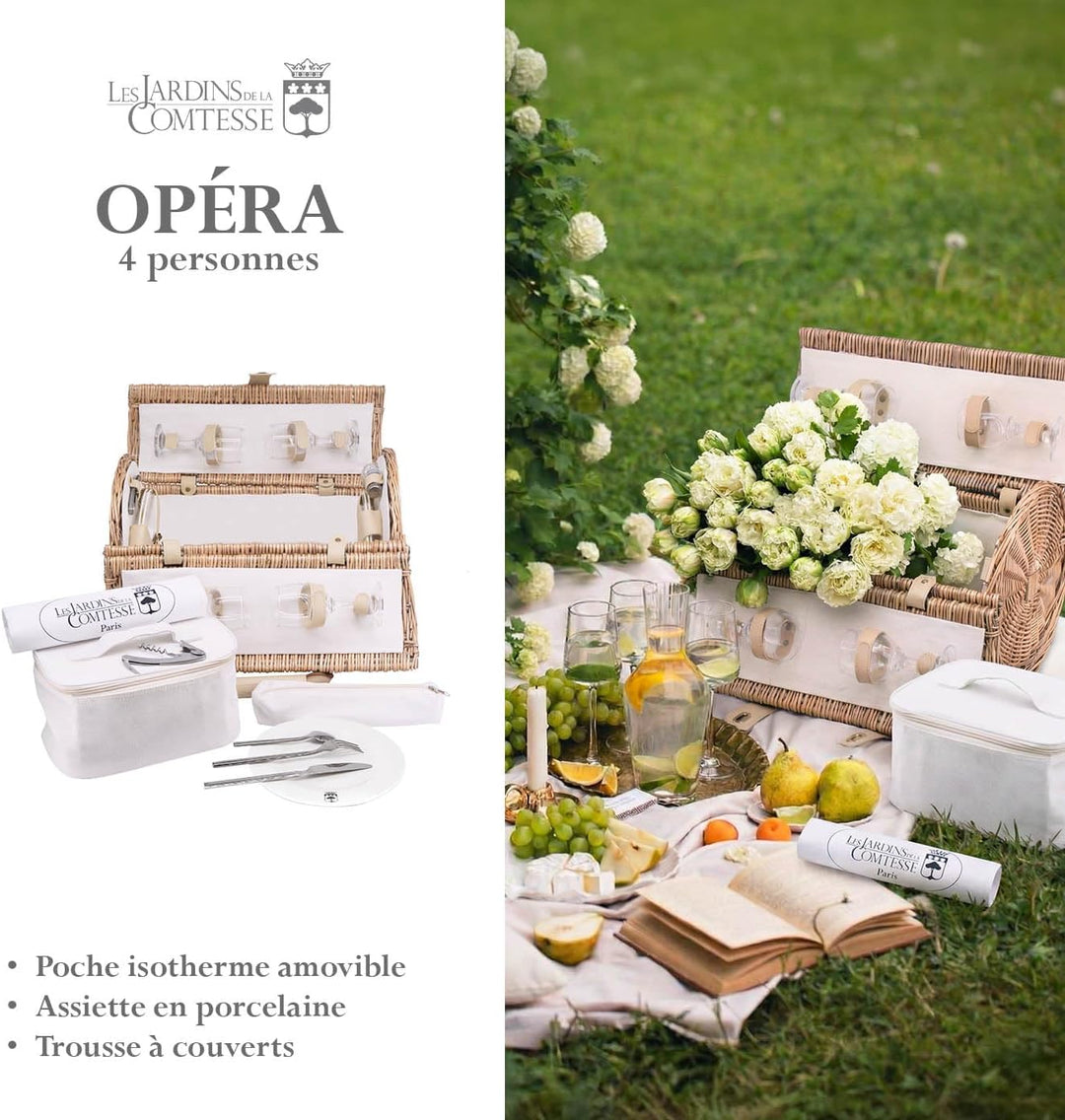 Les Jardins de la Comtesse Gerundeter Picknick-Korb Opéra - für 4 Personen