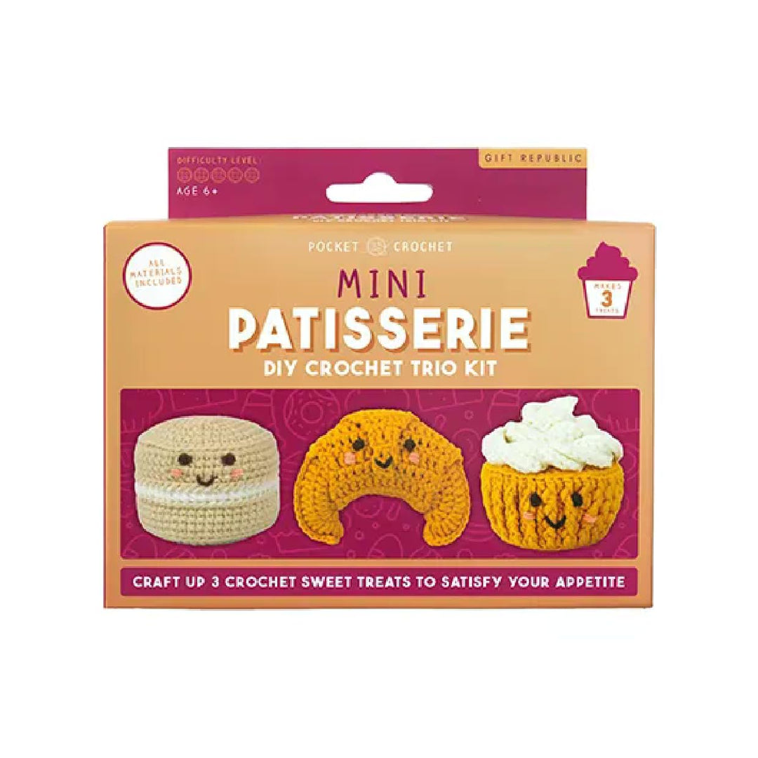 Mini Patisserie Häkelset - DIY Crochet Dessert Trio für Anfänger | Croissant, Cupcake & Macaron mach