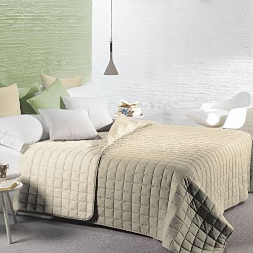 Caleffi - Tagesdecke, gesteppt, modern, einfarbig, für französisches Bett, Koralle Una piazza e mezz