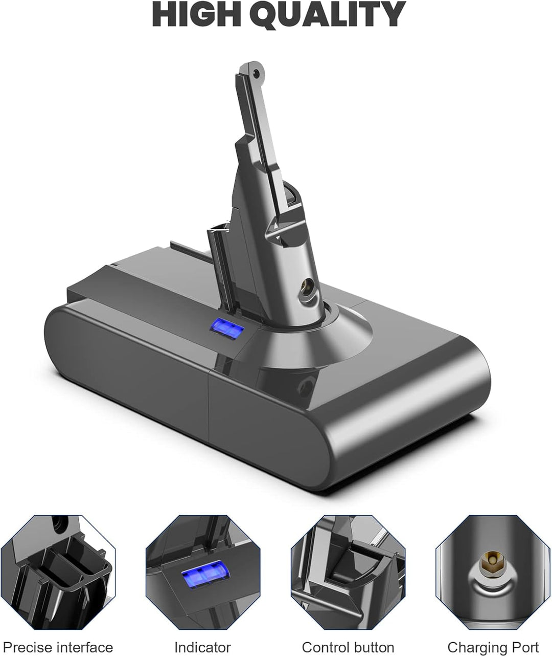 V8 6000mAh Akku, Ersatzakku für Dyson V8 Staubsauger V8 Absolute V8 Animal V8 Fluffy V8 Motorhead (2