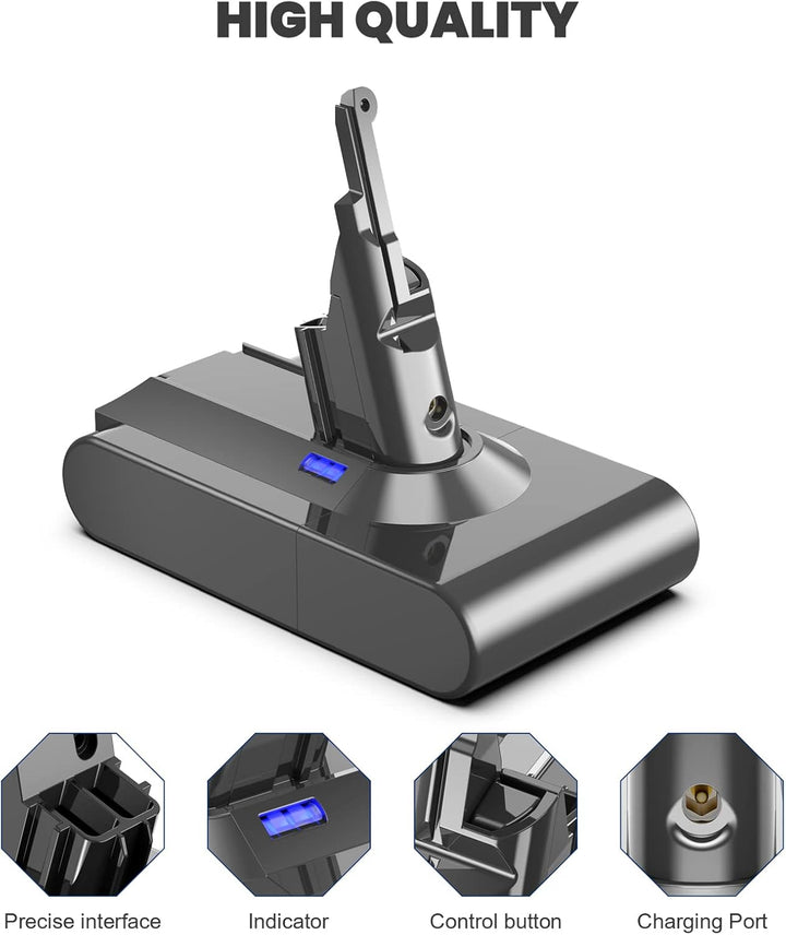 V8 6000mAh Akku, Ersatzakku für Dyson V8 Staubsauger V8 Absolute V8 Animal V8 Fluffy V8 Motorhead (2