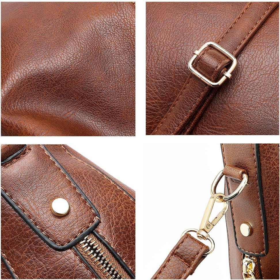 Kris Anna Damen Hobo Eimer Schultertasche aus PU Leder Braun EINWEG, Braun