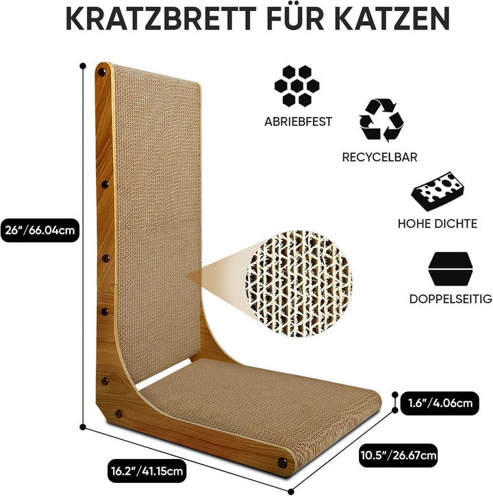 Katzenkratzbrett, Kratzpad aus Pappe, Katzen Kratzmatte für Wohnungskatzen und Kitten, grosses Kratz