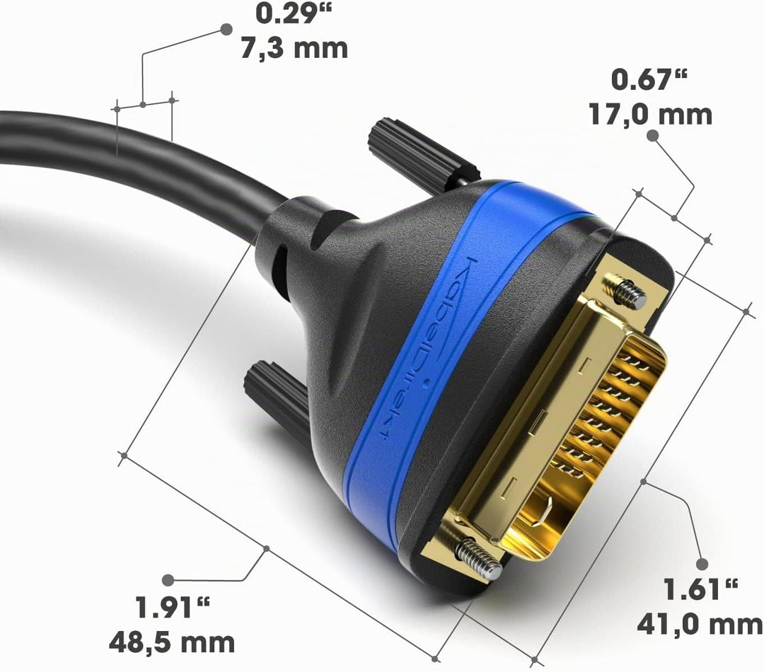 KabelDirekt – Dual Link DVI Kabel – mit Ferritkern für störungsfreie Signalübertragung – 10m (digita
