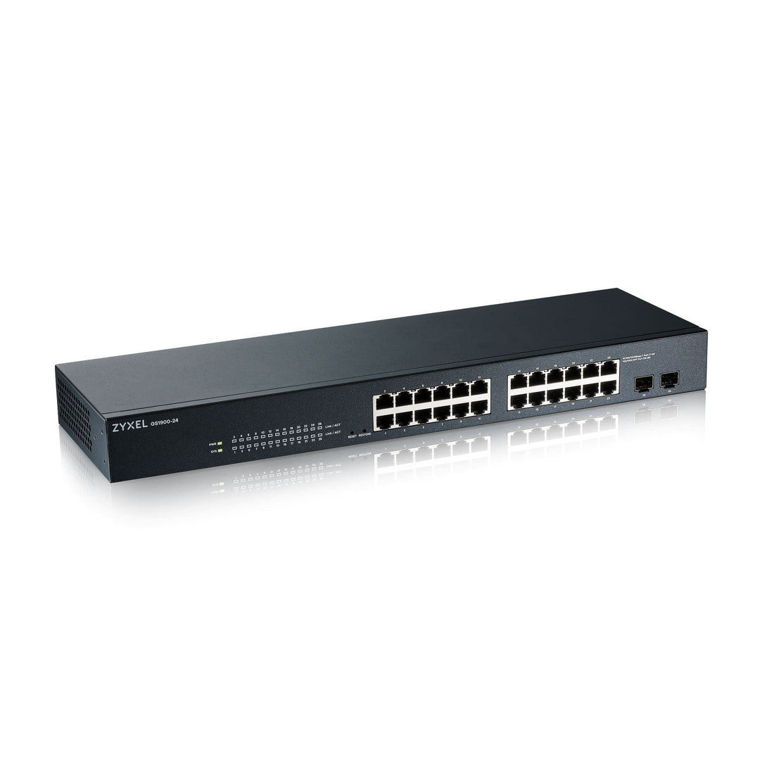 Zyxel 24-Port Gigabit Switch | Smart Managed | Rackmontage und lüfterloses Design | VLAN, IGMP, QoS