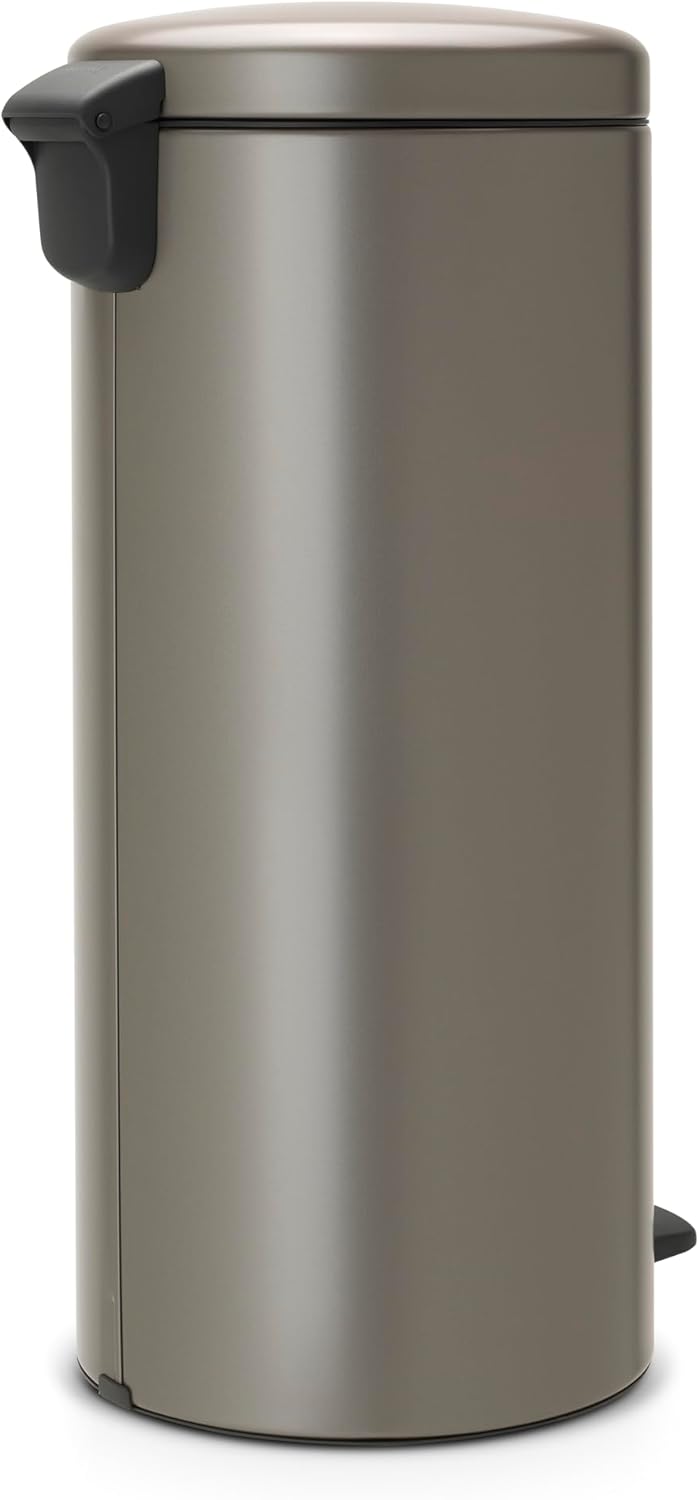 Brabantia 114441 Pedal Bin newIcon Treteimer mit Kunststoffeinsatz in Platin, Plastik, Platinum, 30