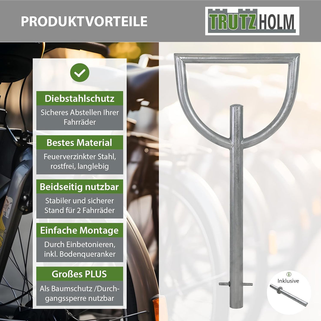TRUTZHOLM Fahrradanlehnbügel 115x56 cm Stahl feuerverzinkt Rohrdurchmesser Ø 60 mm Fahrradständer zu