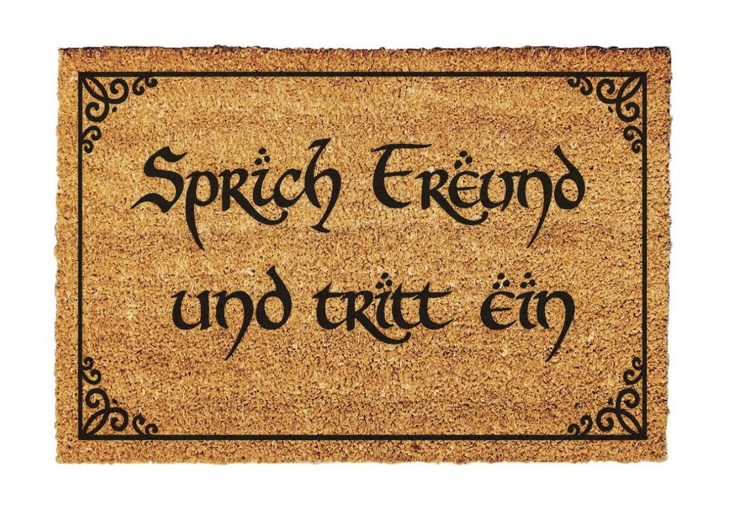 Giftstory Kokosmatte Fussmatte Kokos „Sprich Freund und Tritt EIN“ für Innen und Aussen 60x40 Fussma