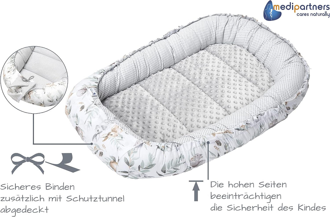 Medi Partners Babynest Kuschelnest Babynestchen 100% Baumwolle Nestchen Reisebett für Babys Säugling