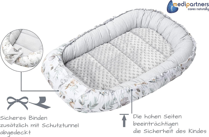 Medi Partners Babynest Kuschelnest Babynestchen 100% Baumwolle Nestchen Reisebett für Babys Säugling