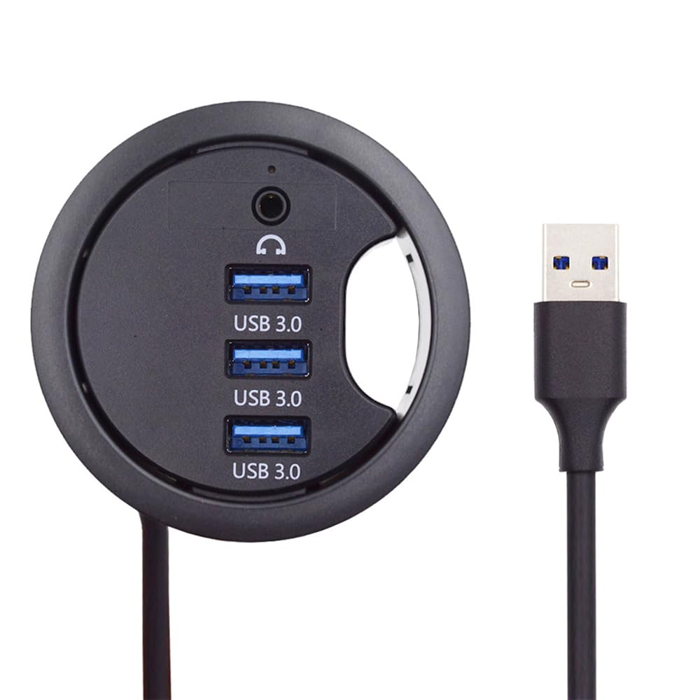 xiwai USB 3.0 Hub Splitter, Soundkarte 3 Port USB Multiport Expander 60 mm Schreibtischtülle Docksta