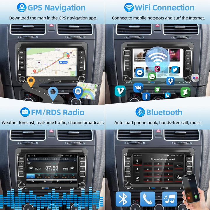 Motordi Andorid Autoradio für VW Golf 5 6 Seat Skoda Passat Polo, 2+64G Wireless Android Auto CarPla