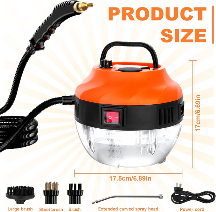 3800W Handdampfreiniger, 6 Geschwindigkeitsstufen, 1L Wassertank Steam Cleaner, Dampfreiniger Handge