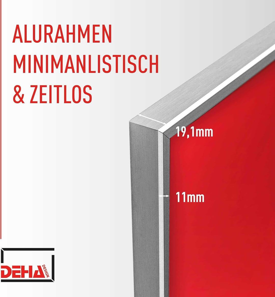 DEHA Design Bilderrahmen Boston, A2 42x59,4 cm, Aluminium Silber Matt, bruchsicheres Acrylglas, für