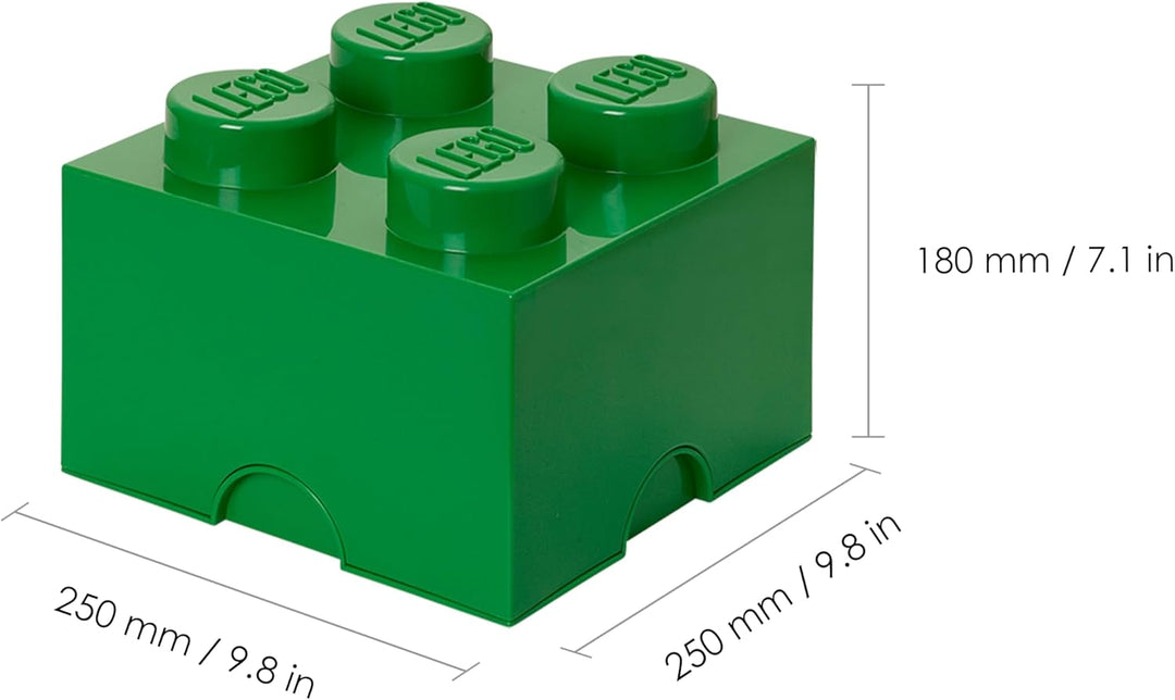 LEGO Aufbewahrungsstein, 4 Noppen, Stapelbare Aufbewahrungsbox, 5,7 l, grün Dark Green, Dark Green