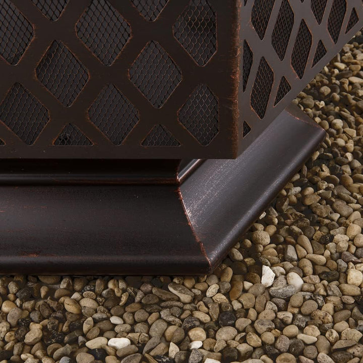 Gardebruk® Feuerschale mit Funkenschutz Sechseckig Stahl Modern Rost-Optik Garten Terrasse Feuerstel
