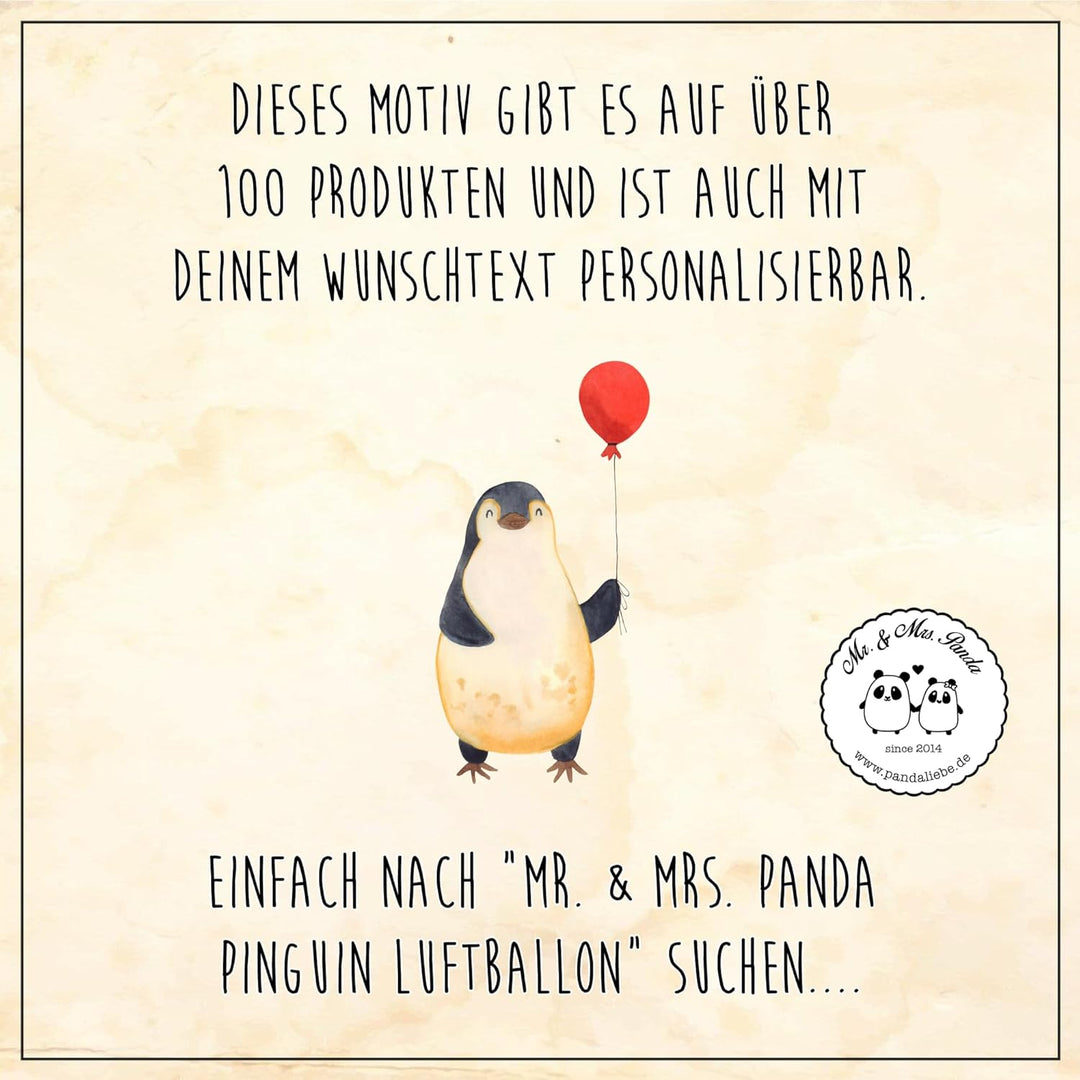 Mr. &amp; Mrs. Panda Thermobecher Pinguin Luftballon - Geschenk, Glück, Motivation, Warmhaltetasse, Gesc