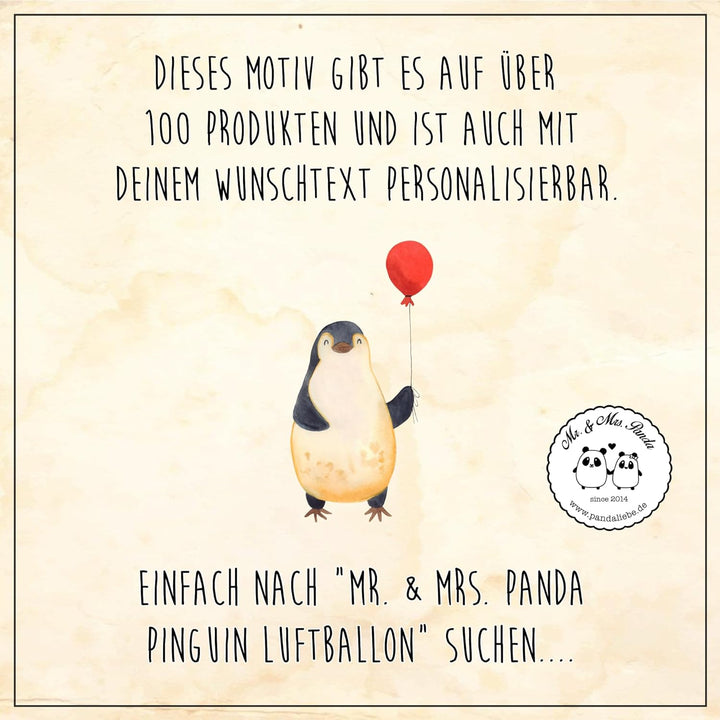 Mr. &amp; Mrs. Panda Thermobecher Pinguin Luftballon - Geschenk, Glück, Motivation, Warmhaltetasse, Gesc